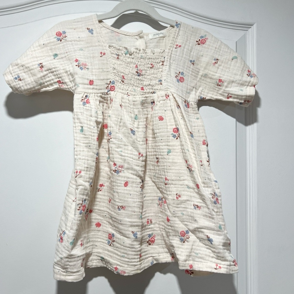 Purebaby Organic Cotton Floral Dress 3T EUC